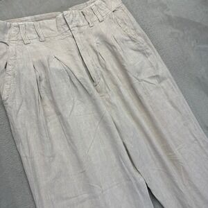 Free People Pants Women's 8 Calla‎ Pleated Trouser Wide Leg Neutral Linen Blend